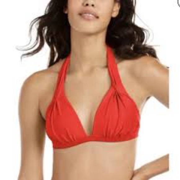 J. Crew Women's Halter Swim Top Red Medium New With Tags - Picture 2 of 9